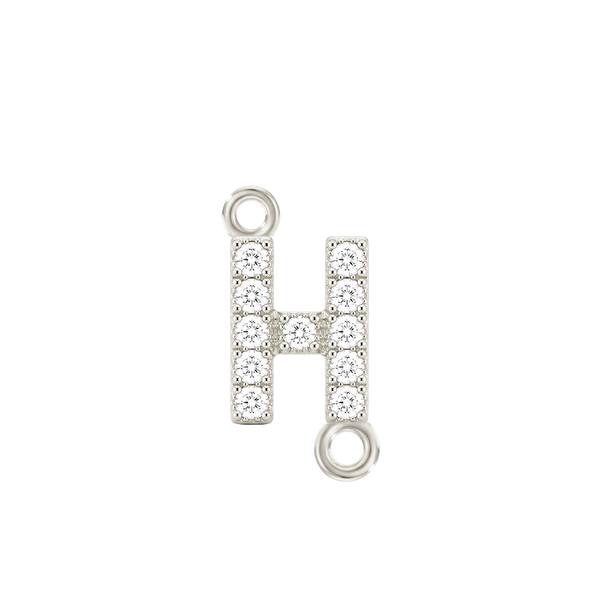 Small Initial Charm with Lab Grown Diamonds with 2 Jump Rings (.005 ct)
