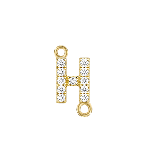 Small Initial Charm with Natural Diamonds with 2 Jump Rings (.005 ct)