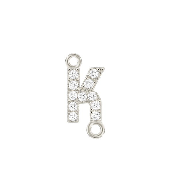 Small Initial Charm with Natural Diamonds with 2 Jump Rings (.005 ct)