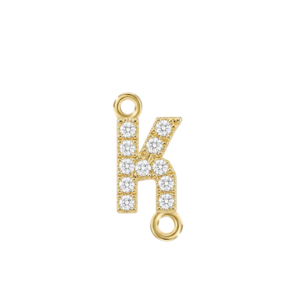 Small Initial Charm with Lab Grown Diamonds with 2 Jump Rings (.005 ct)
