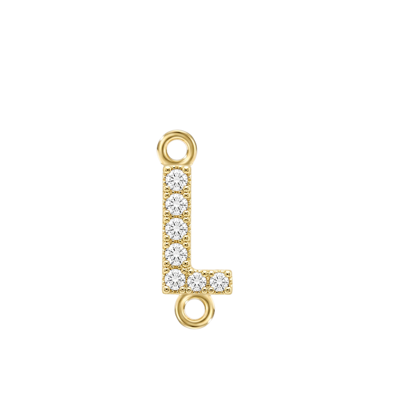 Small Initial Charm with Natural Diamonds with 2 Jump Rings (.005 ct)