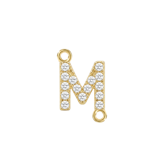 Small Initial Charm with Lab Grown Diamonds with 2 Jump Rings (.005 ct)