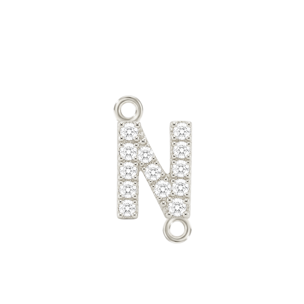 Small Initial Charm with Lab Grown Diamonds with 2 Jump Rings (.005 ct)