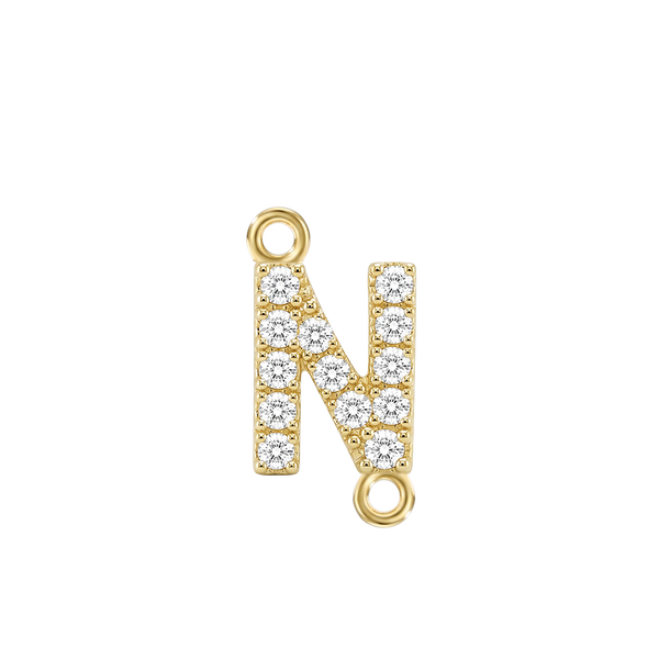 Small Initial Charm with Natural Diamonds with 2 Jump Rings (.005 ct)