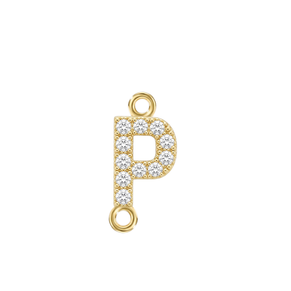 Small Initial Charm with Lab Grown Diamonds with 2 Jump Rings (.005 ct)