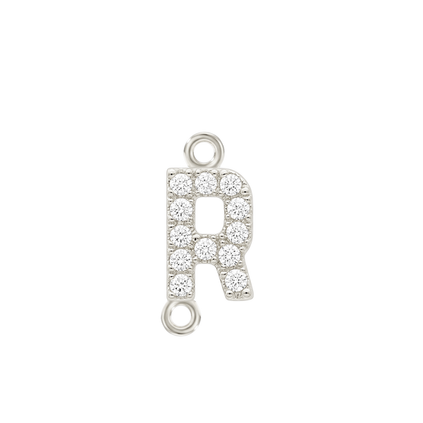 Small Initial Charm with Natural Diamonds with 2 Jump Rings (.005 ct)