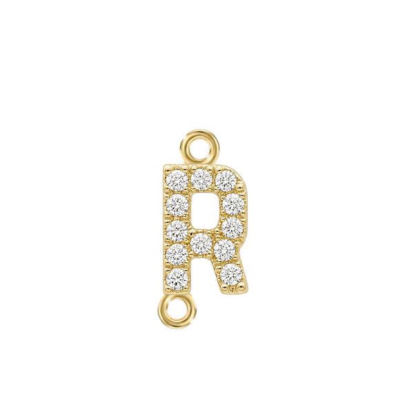 Small Initial Charm with Lab Grown Diamonds with 2 Jump Rings (.005 ct)