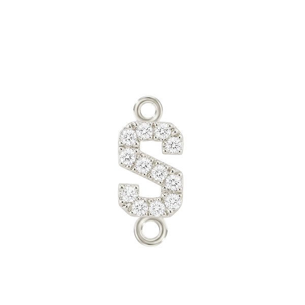 Small Initial Charm with Lab Grown Diamonds with 2 Jump Rings (.005 ct)
