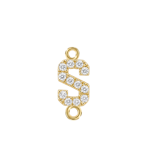 Small Initial Charm with Natural Diamonds with 2 Jump Rings (.005 ct)