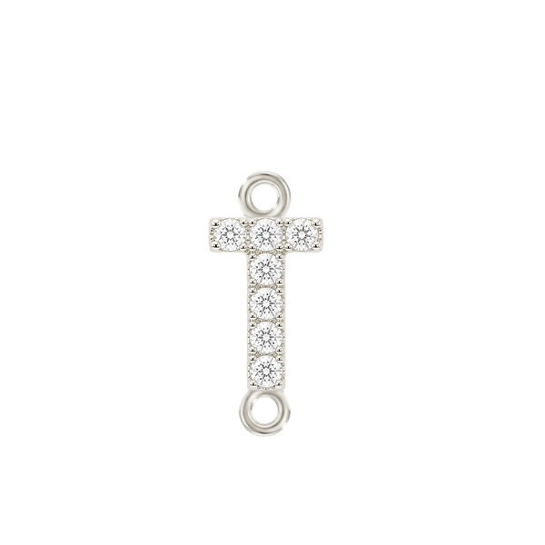 Small Initial Charm with Lab Grown Diamonds with 2 Jump Rings (.005 ct)