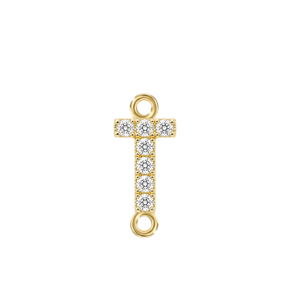 Small Initial Charm with Lab Grown Diamonds with 2 Jump Rings (.005 ct)