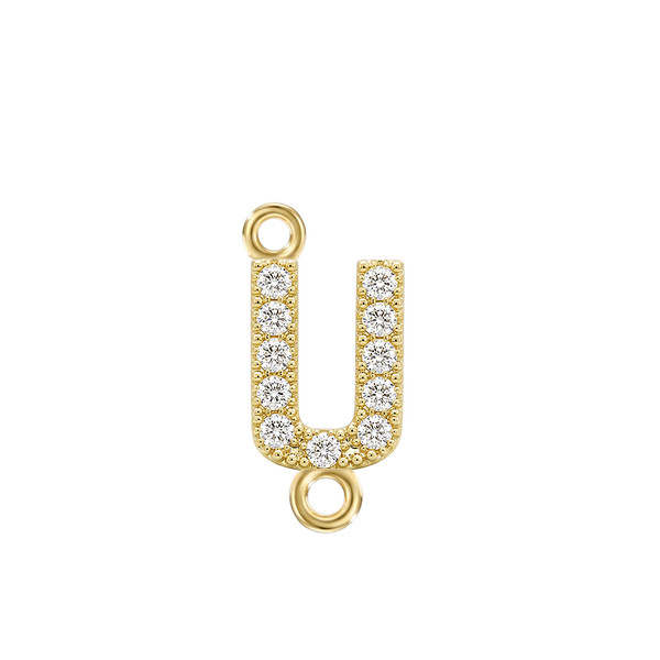 Small Initial Charm with Natural Diamonds with 2 Jump Rings (.005 ct)
