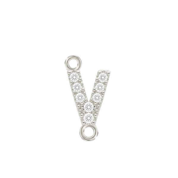 Small Initial Charm with Natural Diamonds with 2 Jump Rings (.005 ct)