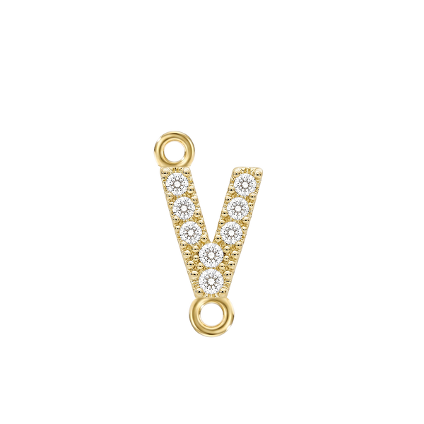 Small Initial Charm with Lab Grown Diamonds with 2 Jump Rings (.005 ct)