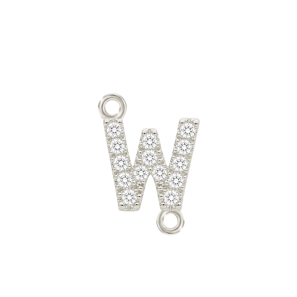 Small Initial Charm with Natural Diamonds with 2 Jump Rings (.005 ct)