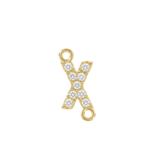 Small Initial Charm with Natural Diamonds with 2 Jump Rings (.005 ct)
