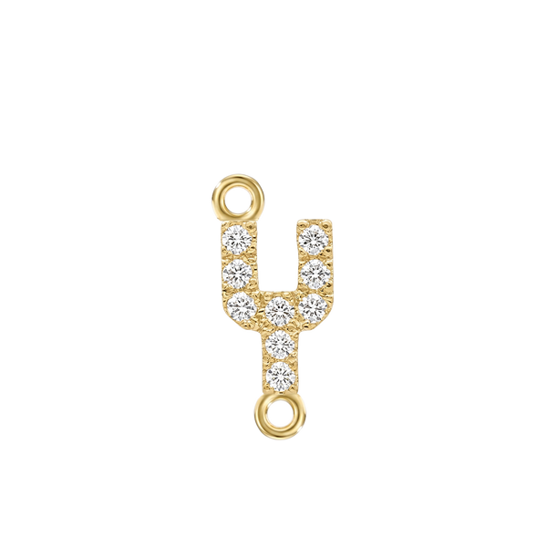 Small Initial Charm with Natural Diamonds with 2 Jump Rings (.005 ct)