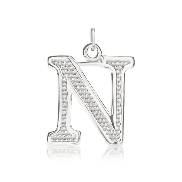 ITI NYC Pro Caption Bold with Beaded Design in Sterling Silver (15mm) (100% Polished with Bail)