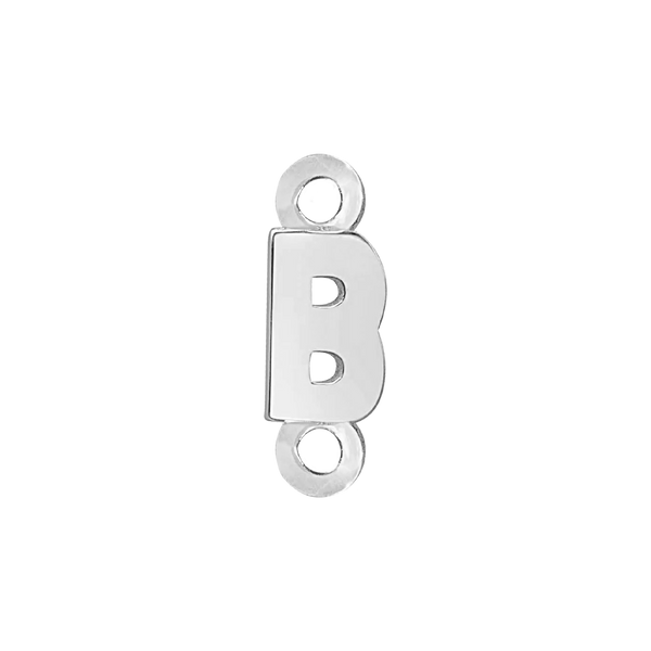 Block Initials with Two Jump Rings in Sterling Silver (6.00 mm)