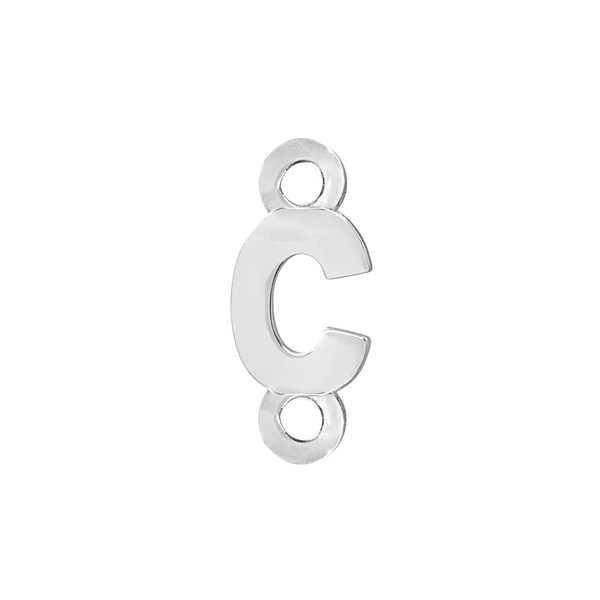 Block Initials with Two Jump Rings in Sterling Silver (6.00 mm)