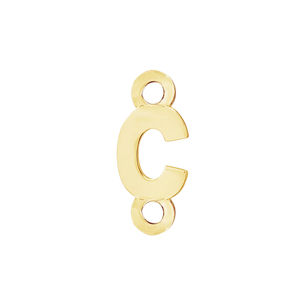 Block Initials with Two Jump Rings in 14K Gold (6.00 mm)