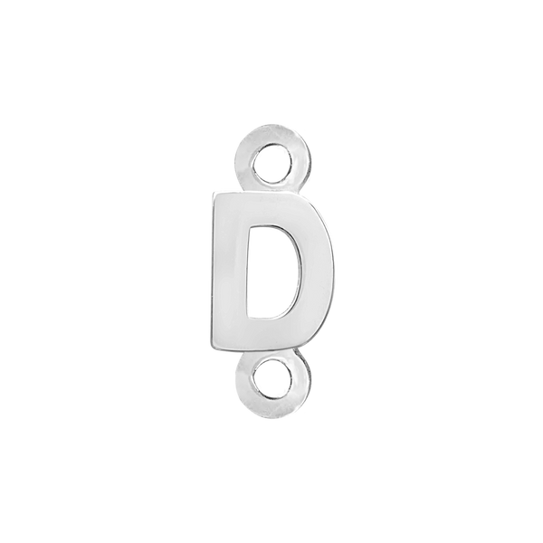 Block Initials with Two Jump Rings in Sterling Silver (6.00 mm)