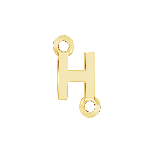 Block Initials with Two Jump Rings in 14K Gold (6.00 mm)