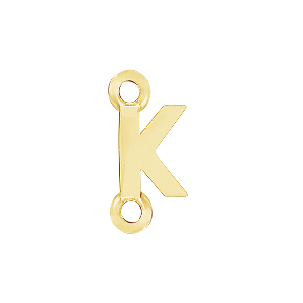 Block Initials with Two Jump Rings in 14K Gold (6.00 mm)