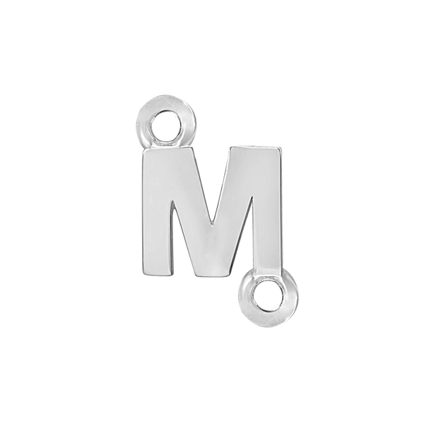 Block Initials with Two Jump Rings in Sterling Silver (6.00 mm)