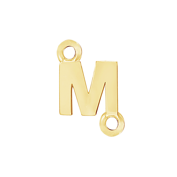 Block Initials with Two Jump Rings in 14K Gold (6.00 mm)