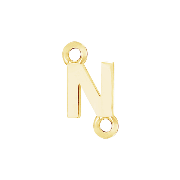 Block Initials with Two Jump Rings in 14K Gold (6.00 mm)