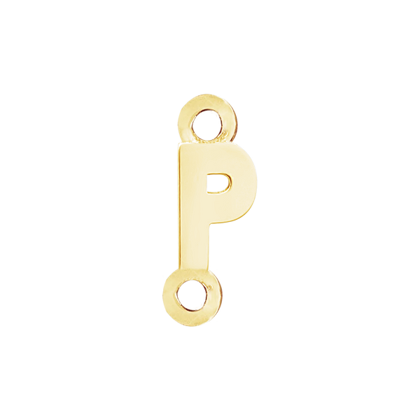 Block Initials with Two Jump Rings in 14K Gold (6.00 mm)
