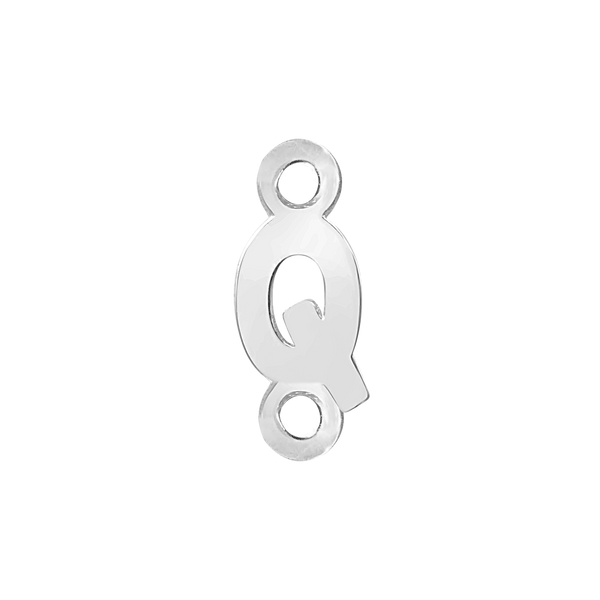 Block Initials with Two Jump Rings in Sterling Silver (6.00 mm)