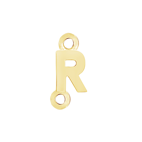 Block Initials with Two Jump Rings in 14K Gold (6.00 mm)