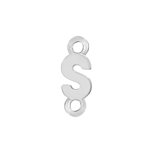Block Initials with Two Jump Rings in Sterling Silver (6.00 mm)