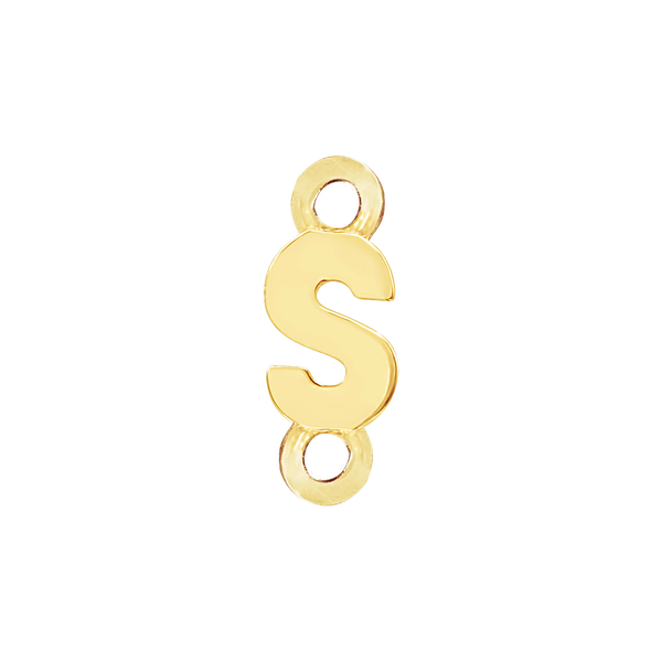 Block Initials with Two Jump Rings in 14K Gold (6.00 mm)