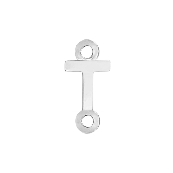 Block Initials with Two Jump Rings in Sterling Silver (6.00 mm)