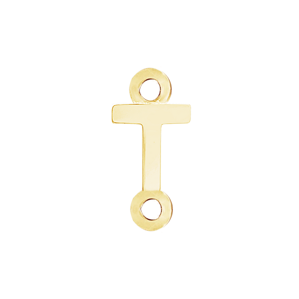 Block Initials with Two Jump Rings in 14K Gold (6.00 mm)