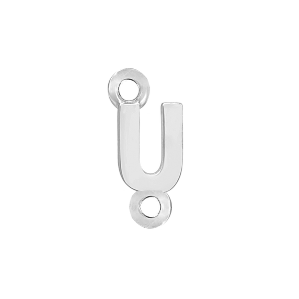 Block Initials with Two Jump Rings in Sterling Silver (6.00 mm)