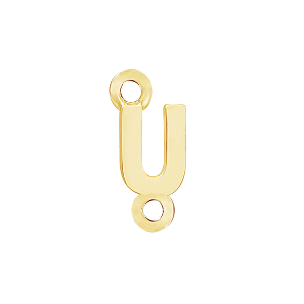 Block Initials with Two Jump Rings in 14K Gold (6.00 mm)