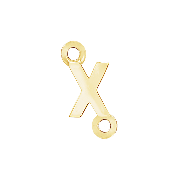 Block Initials with Two Jump Rings in 14K Gold (6.00 mm)