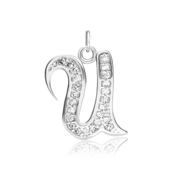 ITI NYC Fancy Pro Caption in Sterling Silver (16mm) (100% Polished with Bail - Includes CZs)