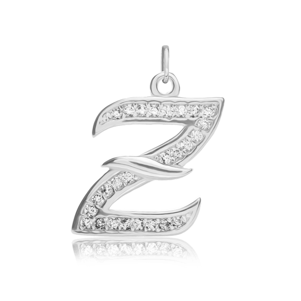 ITI NYC Fancy Pro Caption in Sterling Silver (16mm) (100% Polished with Bail - Includes CZs)