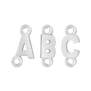 Block Initials with Two Jump Rings in Sterling Silver (4.50 mm)