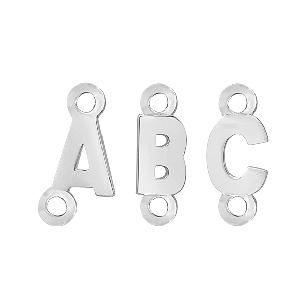 Block Initials with Two Jump Rings in Sterling Silver (4.50 mm)