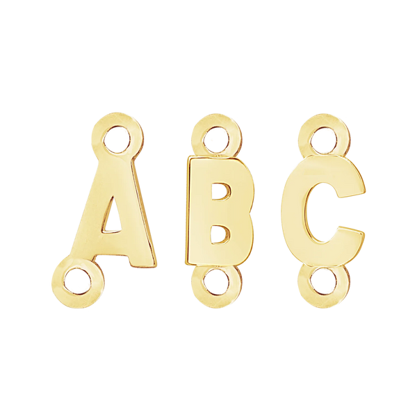 Block Initials with Two Jump Rings in 14K Gold (4.50 mm)