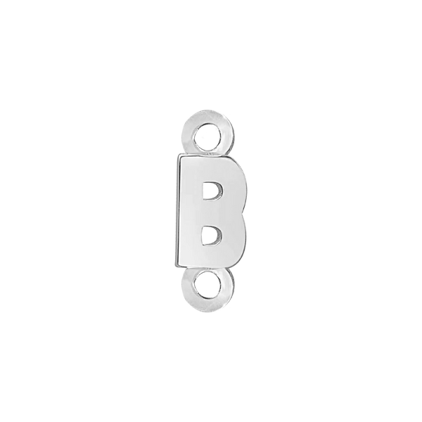 Block Initials with Two Jump Rings in Sterling Silver (4.50 mm)