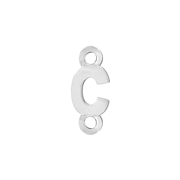 Block Initials with Two Jump Rings in Sterling Silver (4.50 mm)