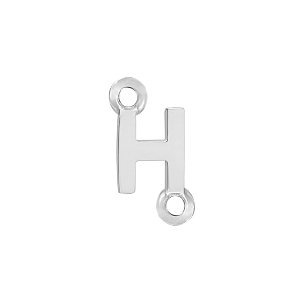 Block Initials with Two Jump Rings in Sterling Silver (4.50 mm)