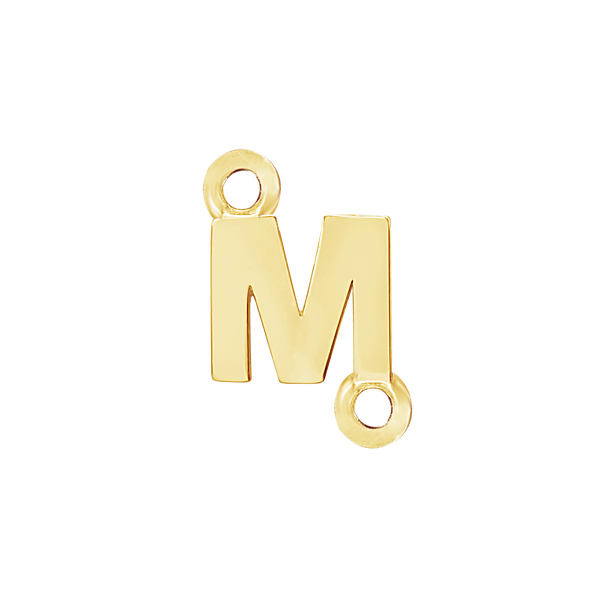 Block Initials with Two Jump Rings in 14K Gold (4.50 mm)